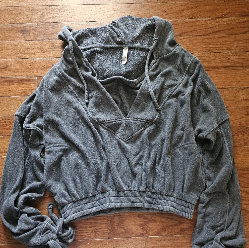 Free People Movement Gray Women's Hooded Crop Top